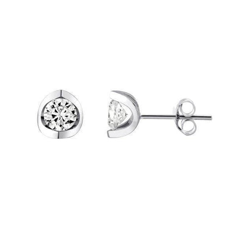 Canadian Diamond 0.70ct Solitaire Earrings in Tension Set in 14K White Gold