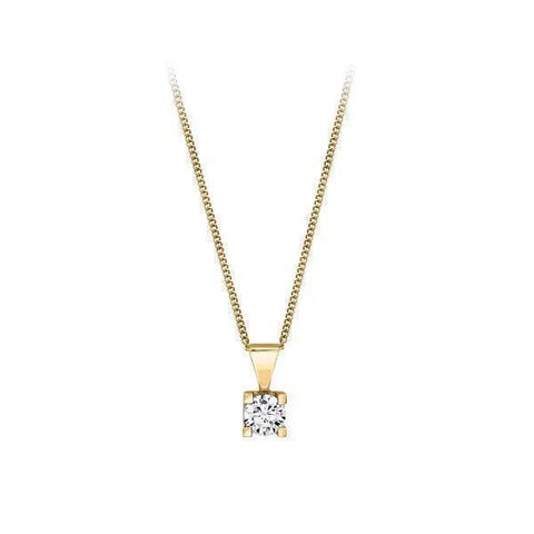 Canadian Diamond 0.20ct Solitaire Pendant in Four Claw Setting Set in 14K Yellow Gold