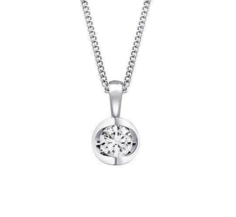 Canadian Diamond 0.15ct Solitaire Pendant in Tension Set in 14K White Gold