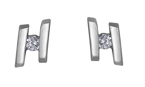 10K White Gold 0.07TDWW Diamond Earrings