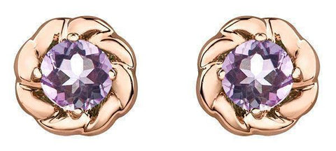 10K Rose Gold Lilac Amethyst Earrings