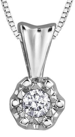10K White Gold 0.05TDW Diamond Illusion Pendant