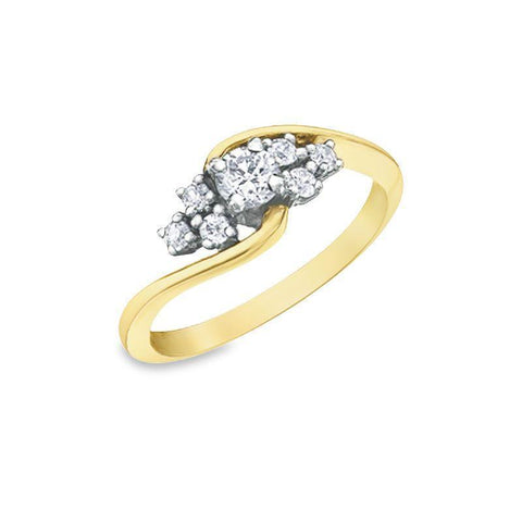 10K Yellow and White Gold 0.41TDW Diamond & 0.23 CT Canadian Diamond Wedding Set