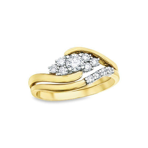 10K Yellow and White Gold 0.41TDW Diamond & 0.23 CT Canadian Diamond Wedding Set