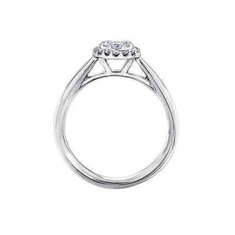 14K White Gold Diamond Ring with 1.00 Carat Cluster Solitaire