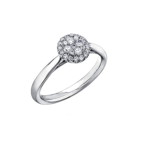 14K White Gold Diamond Ring with 1.00 Carat Cluster Solitaire