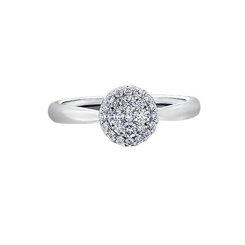 14K White Gold Diamond Ring with 1.00 Carat Cluster Solitaire