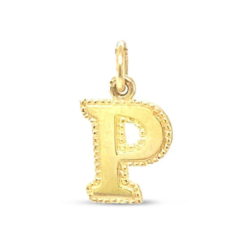 Solid 10K Yellow Gold Initial Letter P Pendant