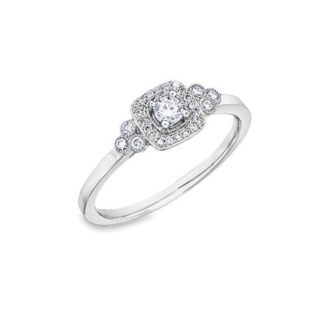 10K White Gold 0.23TDW Canadian Diamond Wedding Set