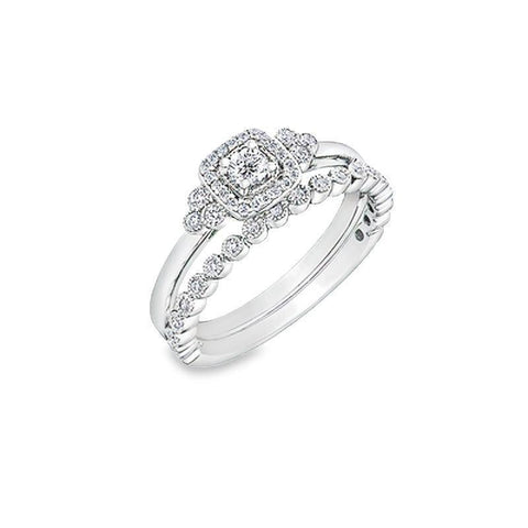 10K White Gold 0.23TDW Canadian Diamond Wedding Set
