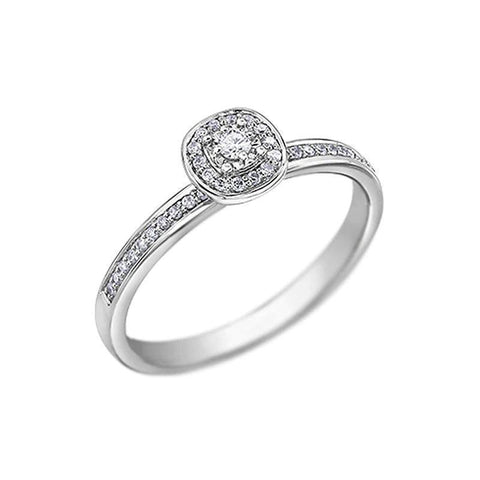 10K White Gold 0.13TDW Canadian Diamond Halo Promise Ring
