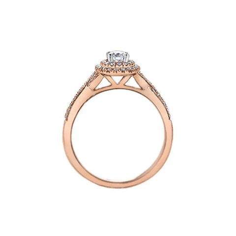 10K Rose Gold 0.43TDW Canadian Diamond Halo Infinity Style Engagement Ring