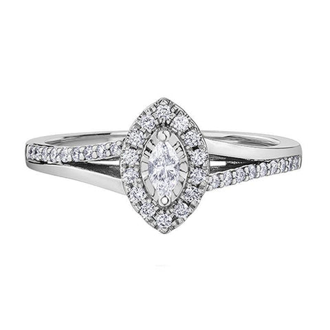 0.30TDW Marquise Diamond Engagement Ring in 10K White Gold