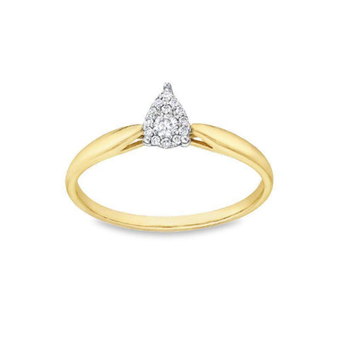 10K Yellow and White Gold 0.08TDW Diamond Pear Shape Illusion Ring