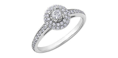 10K White Gold 0.45TDW Diamond Halo Engagement Ring