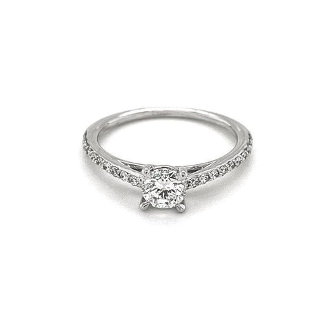 14K White Gold 0.70TDW Lab Grown Diamond Solitaire Ring W/Sides