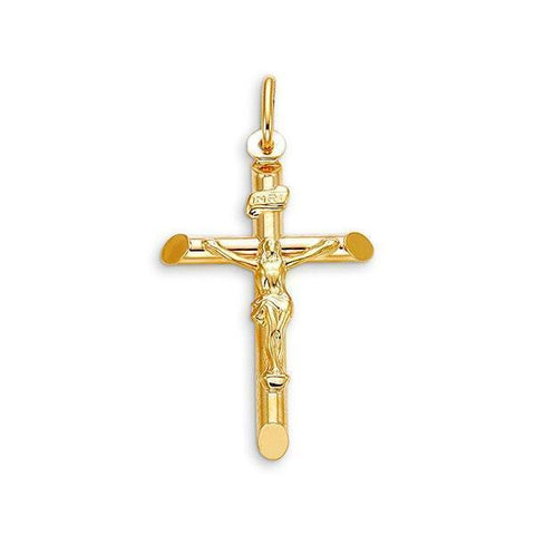 10K Yellow Gold Religious Italian Cross With Crucifix