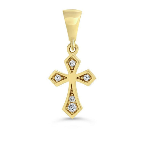 10K Yellow Gold Cubic Zirconia Religious Cross Pendant