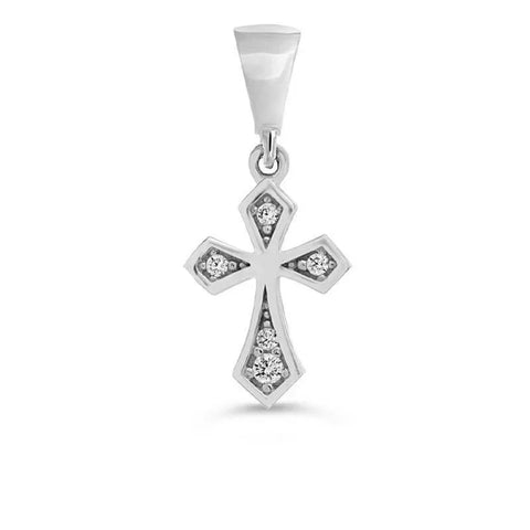 10K White Gold Cubic Zirconia Religious Cross Pendant