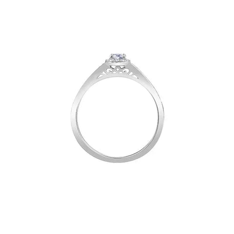 10K White Gold 0.25TDW Canadian Diamond 0.14CT Halo Engagement Ring