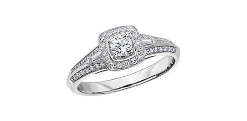 14K White Gold 0.45TDW Canadian Diamond Halo Engagement Ring