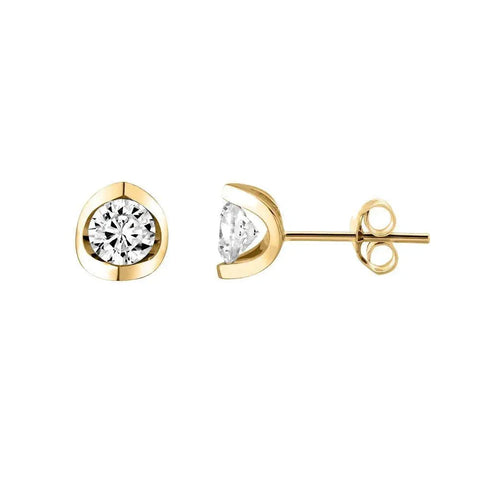 Canadian Diamond 0.50ct Solitaire Earrings in Tension Set in 14K Yellow Gold
