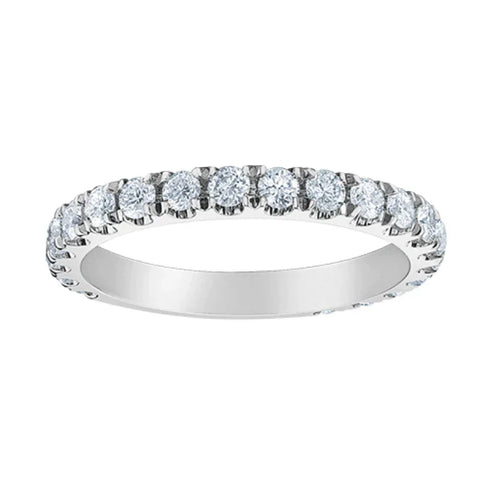 1.00TDW Lab Grown Diamond Semi Eternity Claw Set Band in 14K White Gold