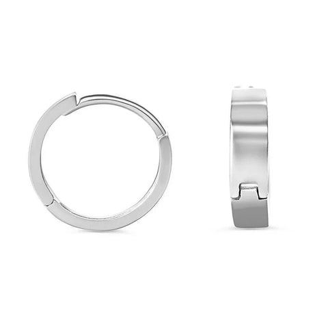 10K White Gold Plain MD Satin Finish Mini Huggies Earrings