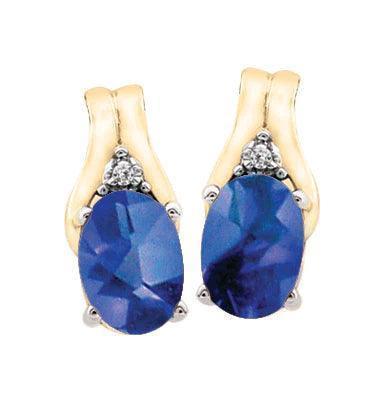 September Birthstone Earring with Diamond Accent set in 10K Yellow gold