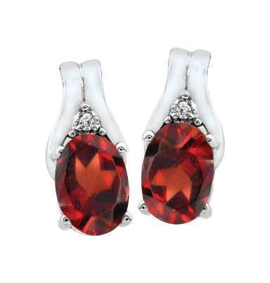 January Birthstone Earring with Diamond Accent set in 10K White Gold