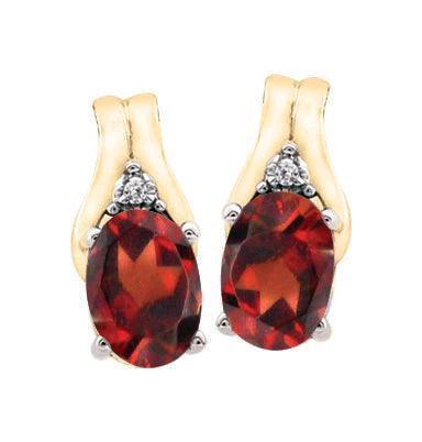 January Birthstone Earring with Diamond Accent set in 10K Yellow gold