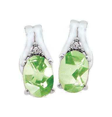 August Birthstone Earring with Diamond Accent set in 10K White Gold