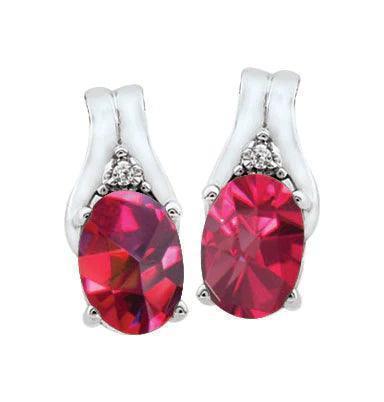 July Birthstone Earring with Diamond Accent set in 10K White Gold