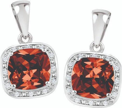 June Birthstone Earring with Diamond Accent set in Sterling Silver