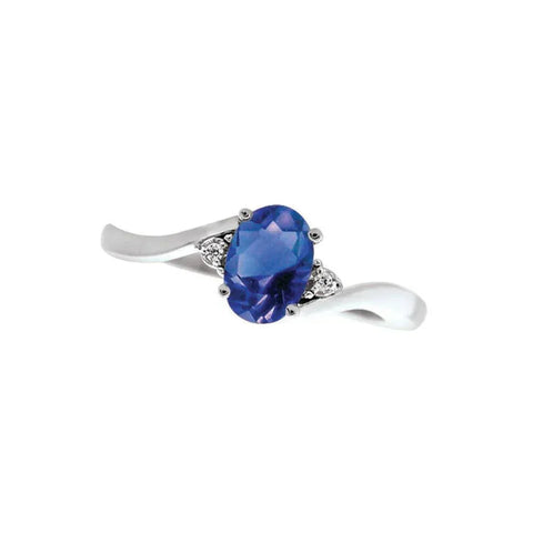 February Birthstone Ring with Diamond Accent set in 10K White Gold