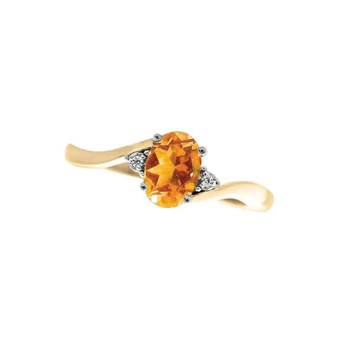 November Birthstone Ring with Diamond Accent set in 10K Yellow gold