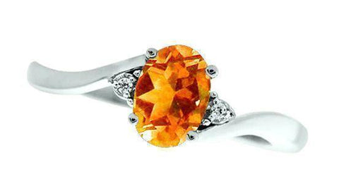 November Birthstone Ring with Diamond Accent set in 10K White Gold