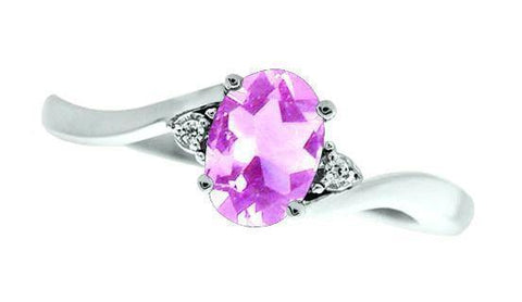 October Birthstone Ring with Diamond Accent set in 10K White Gold