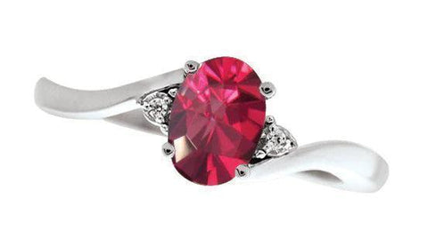 June Birthstone Ring with Diamond Accent set in 10K White Gold