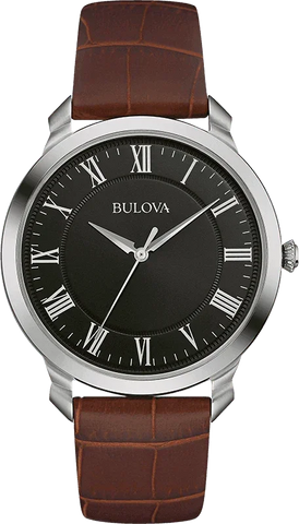 Bulova Classic Brown Leather Strap Quartz Mens Watch 96A184