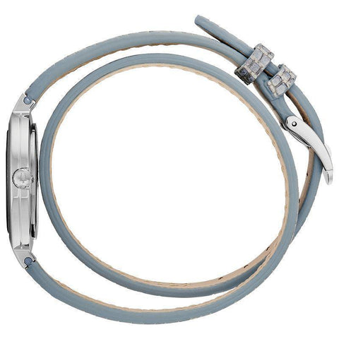 Bulova Rhapsody Grey Leather Double Wrap Strap Diamond Quartz Women's Watch 96R236
