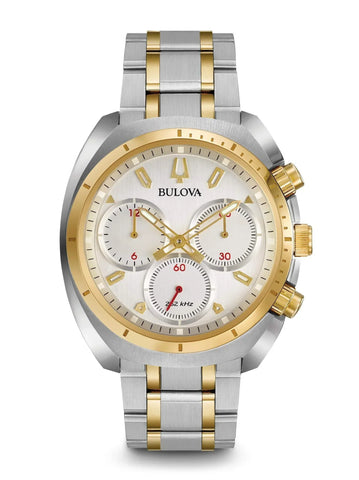 Bulova Curv Collection Chronograph Quartz Silver Dial Mens Watch 98A157