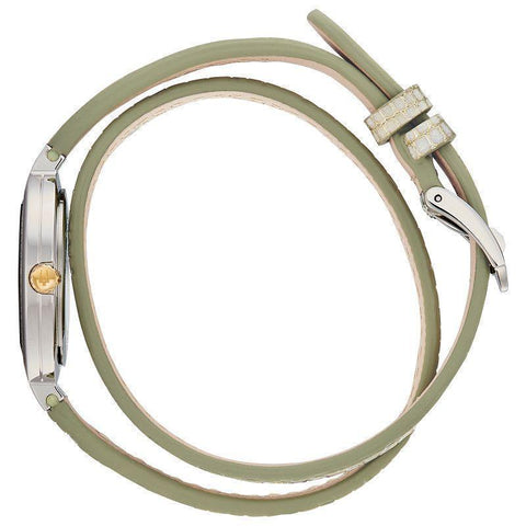 Bulova Rhapsody Green Leather Double Wrap Strap Diamond Quartz Women's Watch 98R278