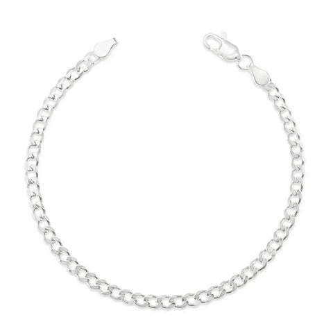 Sterling Silver 3.8mm Curb Link Italian Bracelet