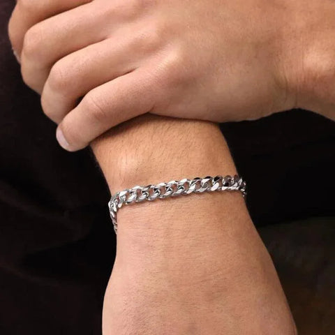 Sterling Silver 6.7mm Mens Curb Link Italian Bracelet