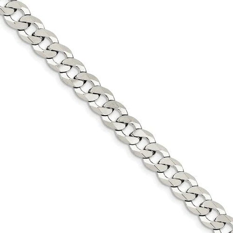 Sterling Silver 9.3mm Mens Curb Link Italian Bracelet
