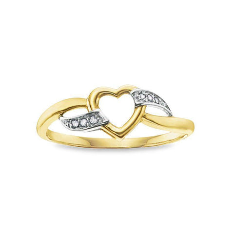 Diamond Heart Twist Ring in 10K Two-Tone Gold with 0.03 Carat Total Weight
