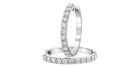 10K White Gold 3.00TDW Diamond Hoop Earrings