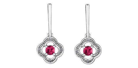 10k White Ruby and Diamond Long Drop Earring