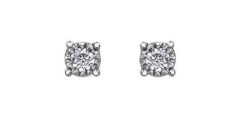 10K White Gold 0.10TDW Diamond Illusion Set Stud Earrings